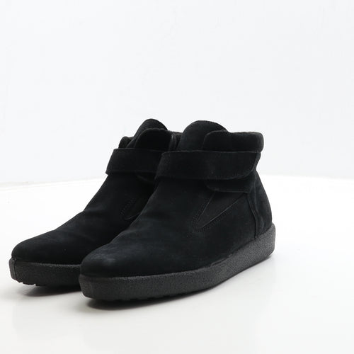 Preworn Womens Black Leather Bootie Boot UK 6 39