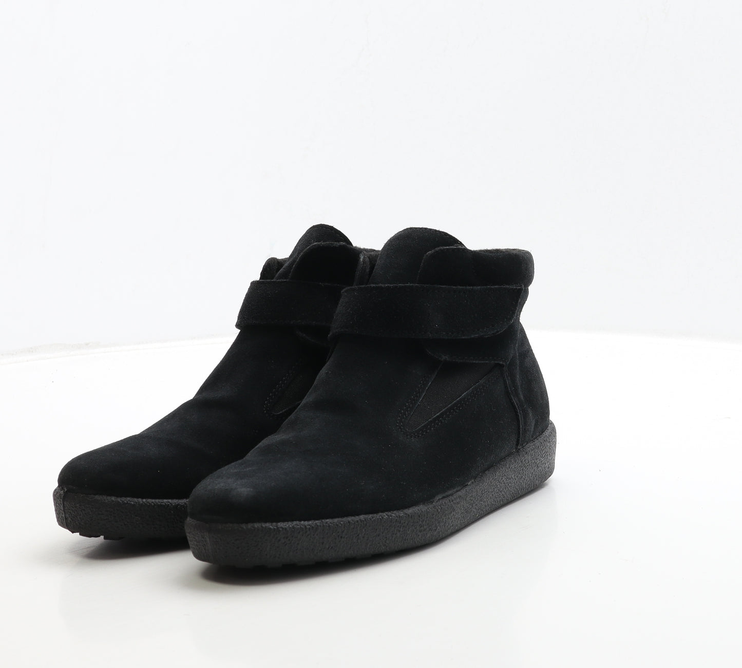 Preworn Womens Black Leather Bootie Boot UK 6 39