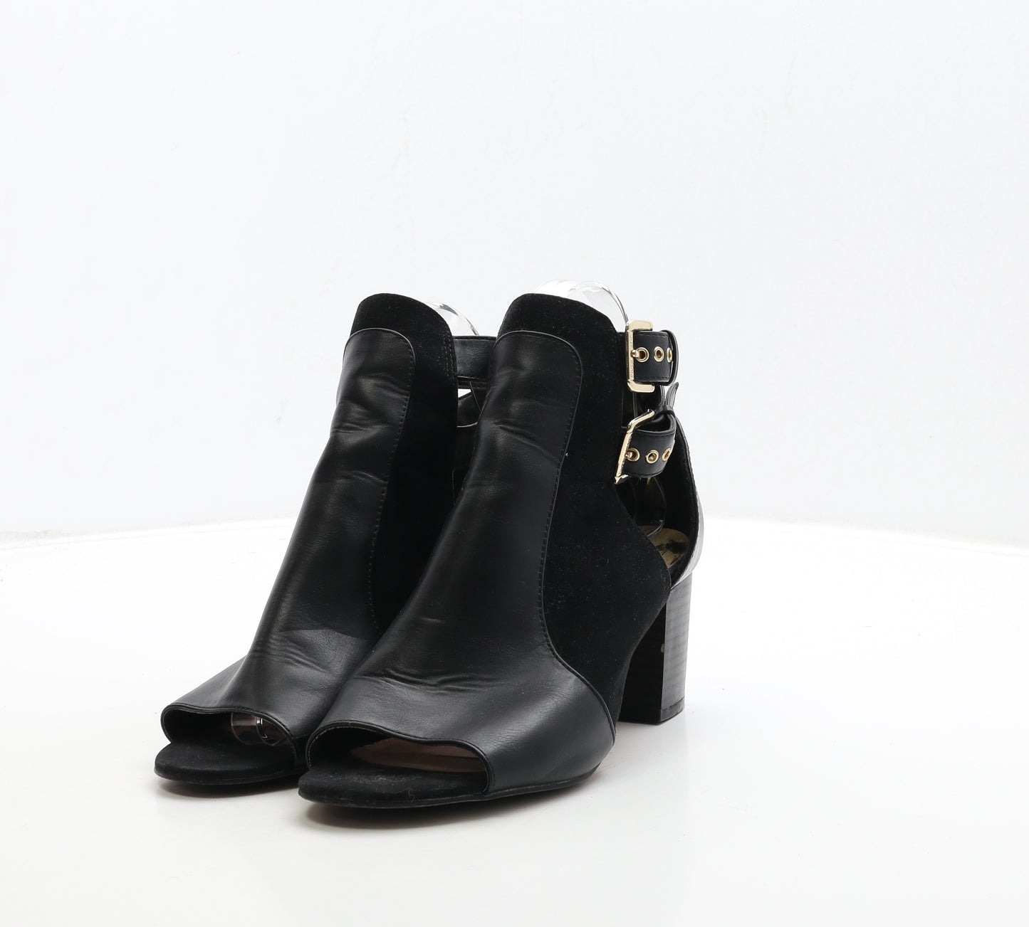 River Island Womens Black Leather Slingback Heel UK 6 39