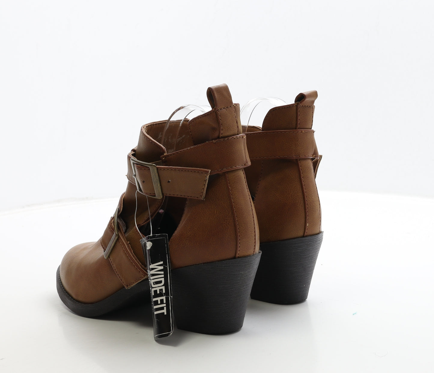 Primark Womens Brown Leather Bootie Boot UK 7 40 - Wide Fit