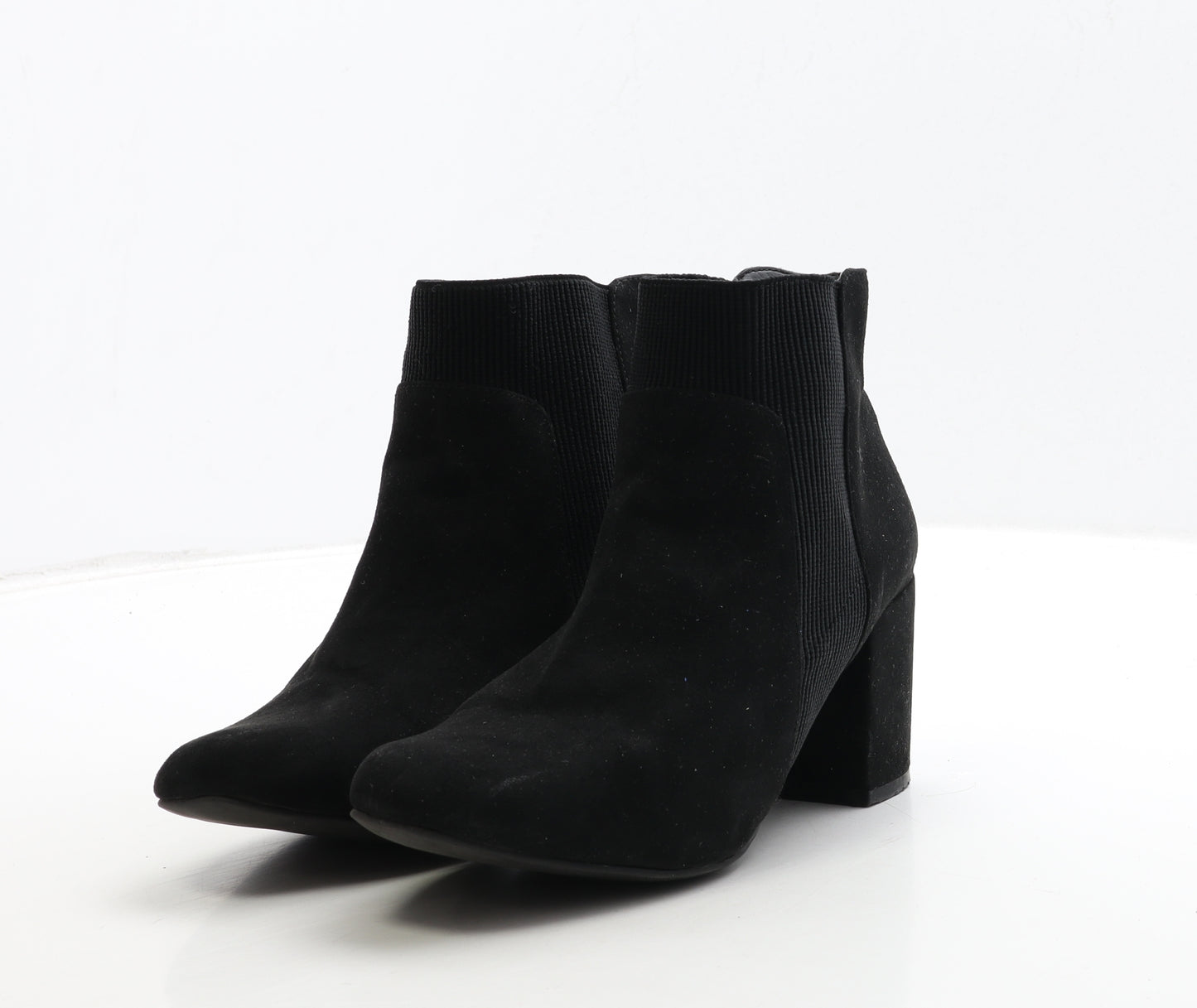 Primark Womens Black Suede Bootie Boot UK 5 38 - Wide Fit