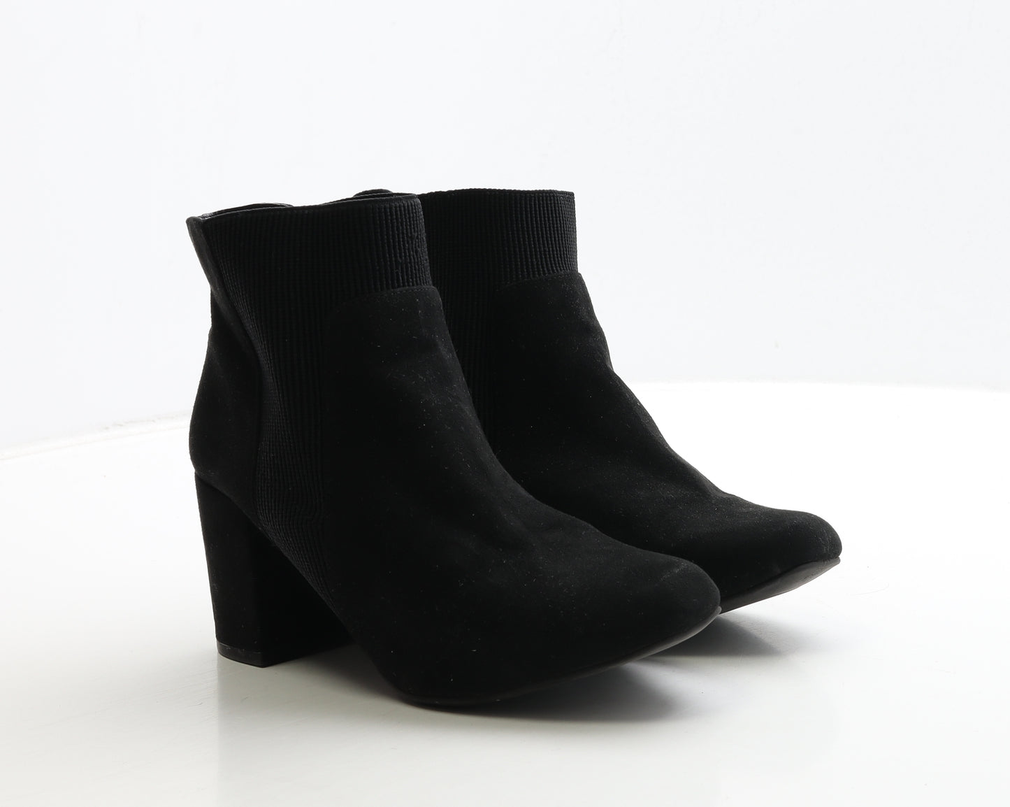 Primark Womens Black Suede Bootie Boot UK 5 38 - Wide Fit