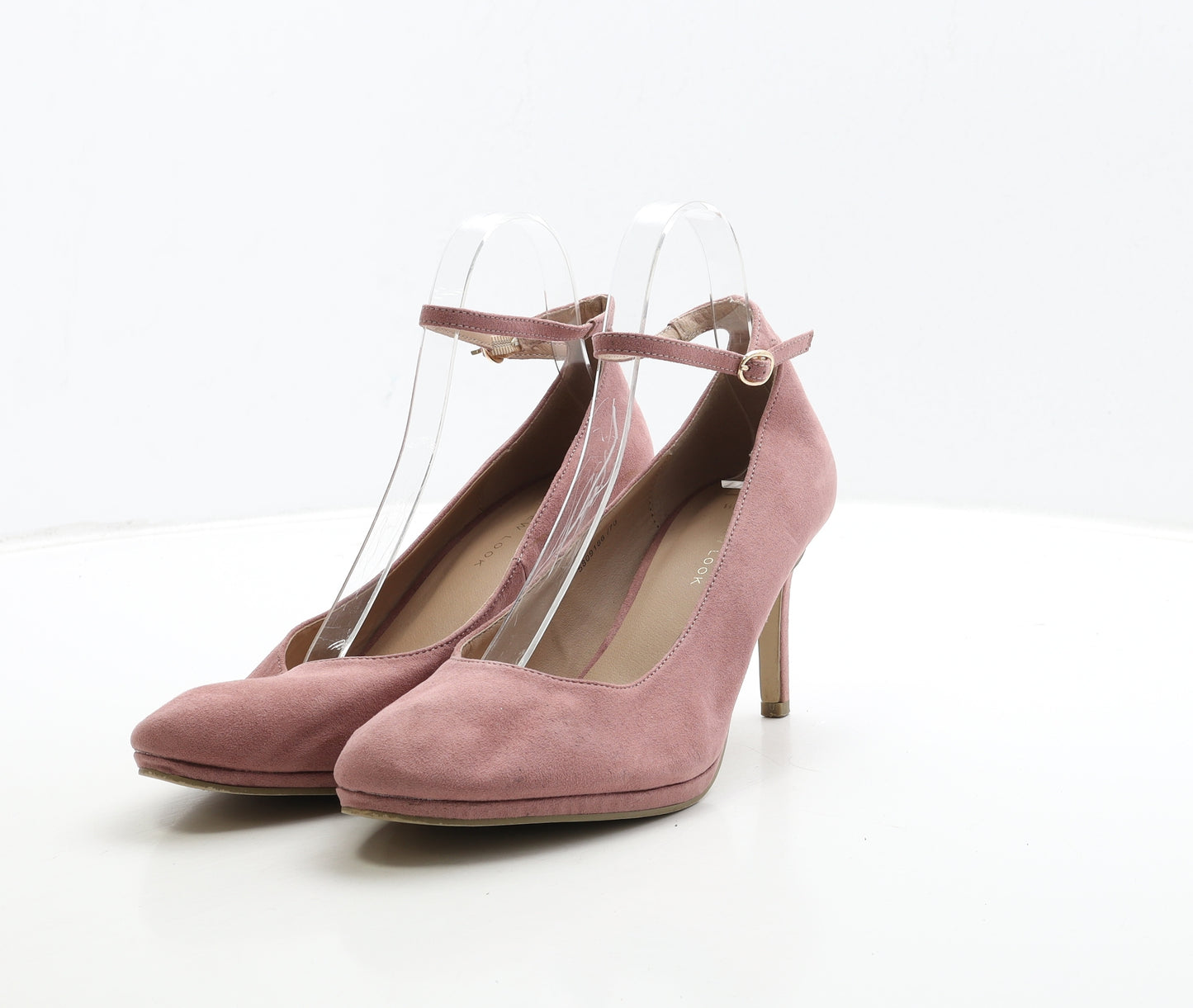 New Look Womens Pink Suede Court Heel UK 7 40 - Wide Fit