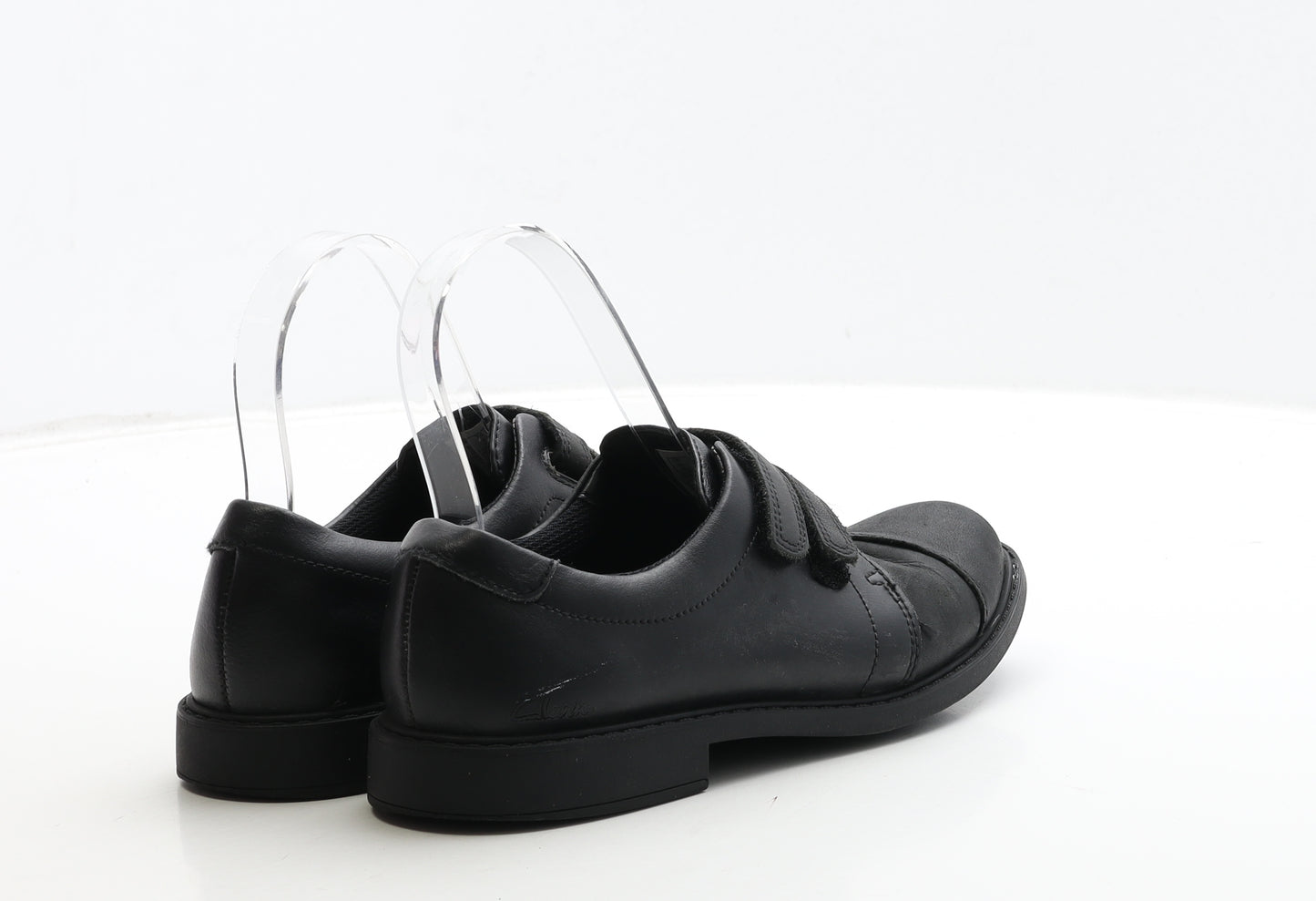 Clarks Boys Black Leather Slip On Casual UK 2.5 35