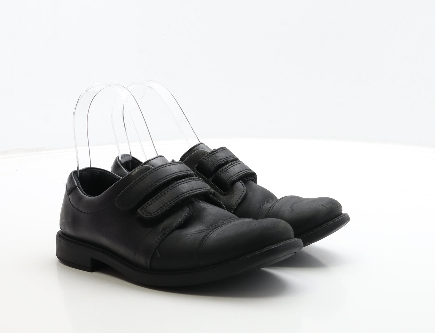 Clarks Boys Black Leather Slip On Casual UK 2.5 35