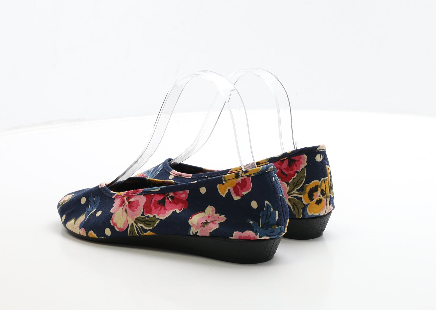 Preworn Womens Blue Floral Fabric Flat UK 6.5 39.5