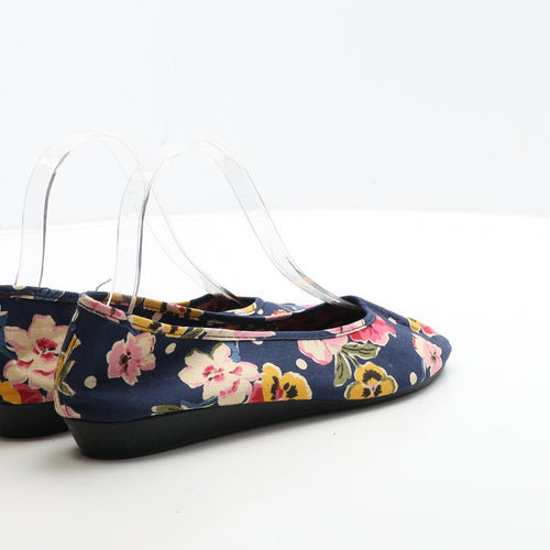 Preworn Womens Blue Floral Fabric Flat UK 6.5 39.5