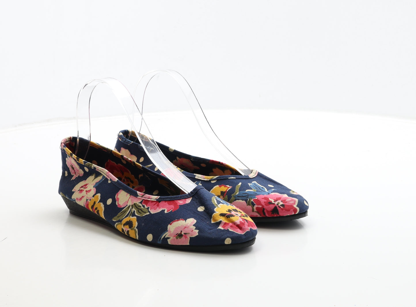 Preworn Womens Blue Floral Fabric Flat UK 6.5 39.5