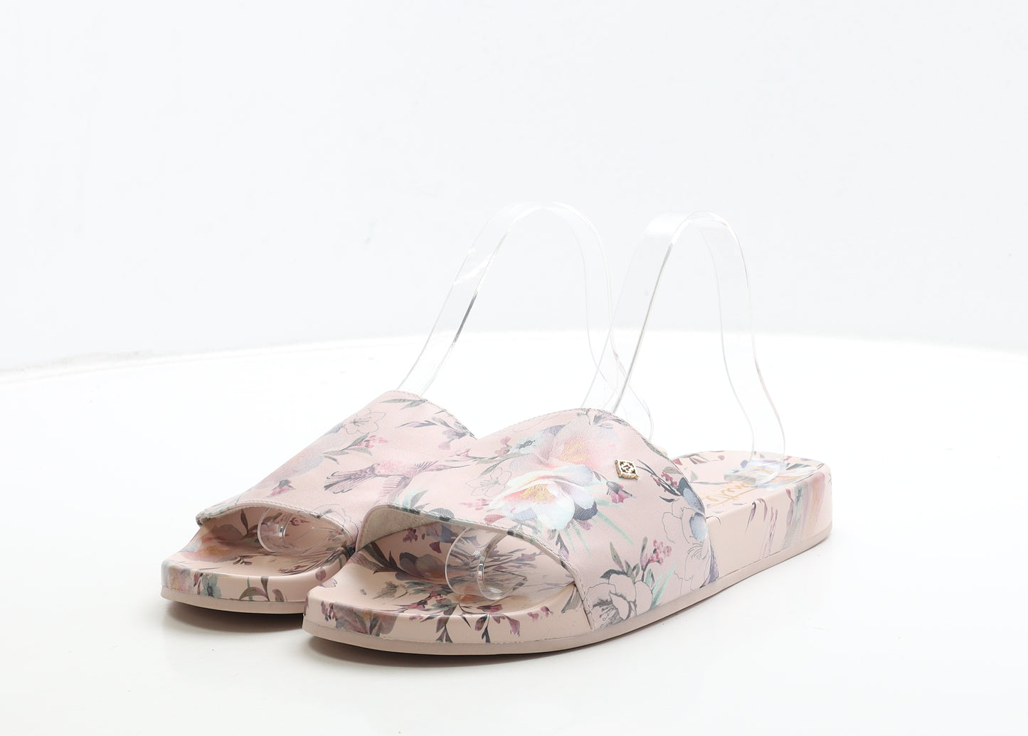 Nanette Womens Pink Floral Polyester Slider Sandal UK 7 US 9