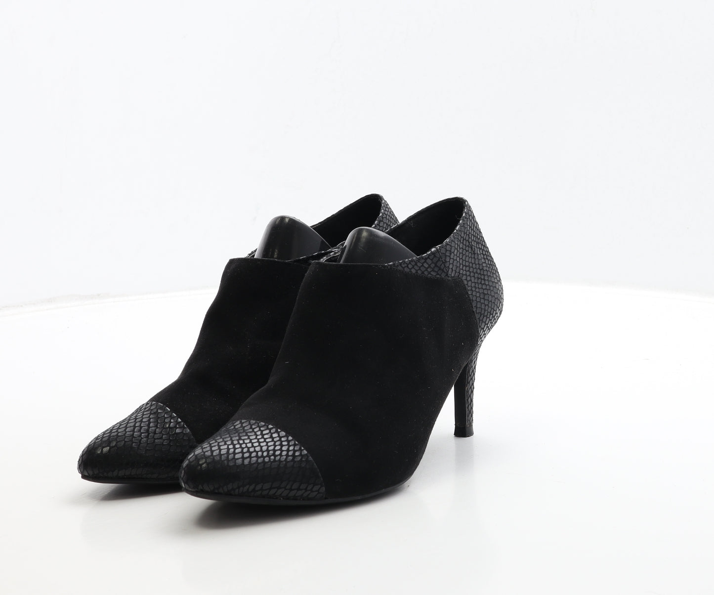 NEXT Womens Black Geometric Leather Bootie Boot UK 6 39