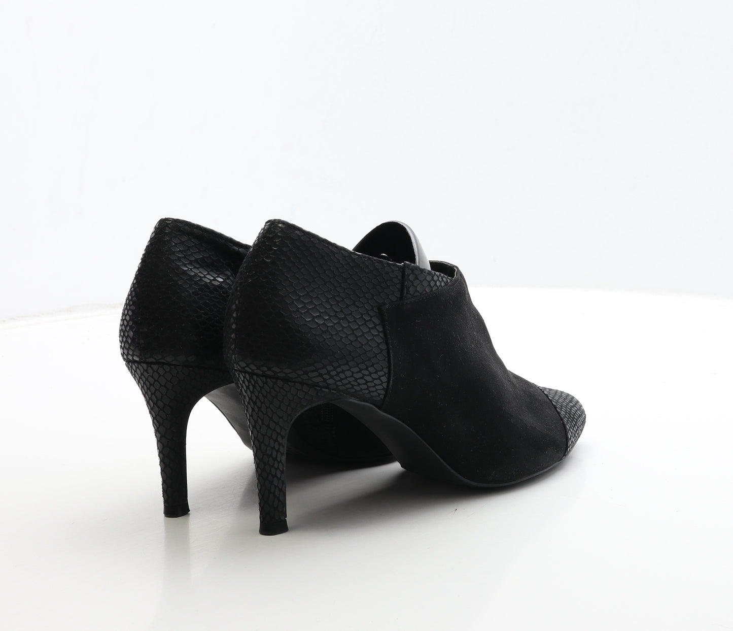 NEXT Womens Black Geometric Leather Bootie Boot UK 6 39