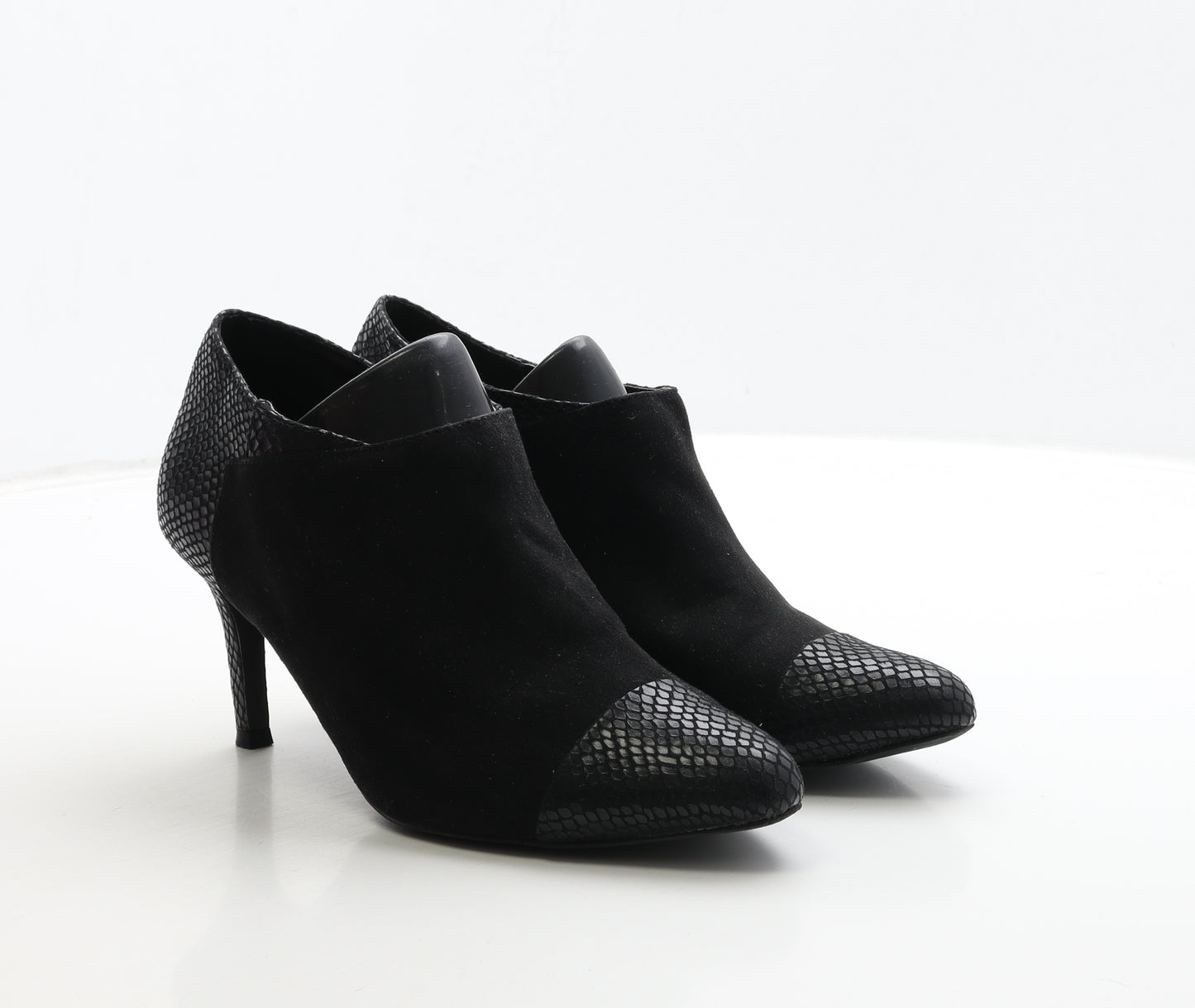 NEXT Womens Black Geometric Leather Bootie Boot UK 6 39