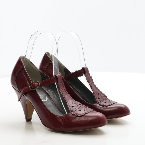 Emilio Luca Womens Red Leather Court Heel UK 5 38 - Mary Jane Style