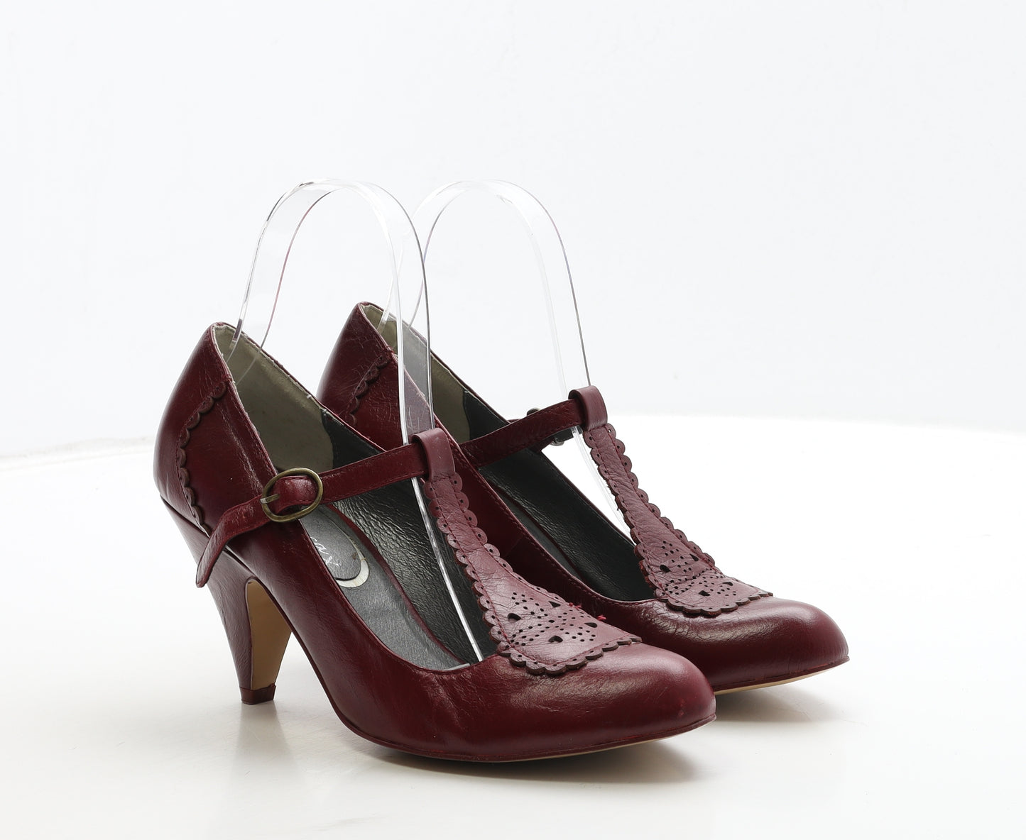 Emilio Luca Womens Red Leather Court Heel UK 5 38 - Mary Jane Style