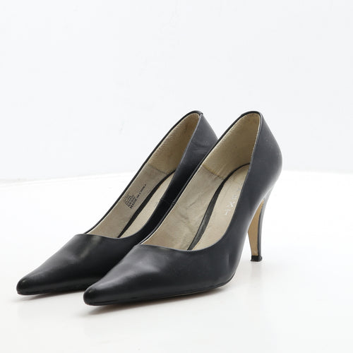 NEXT Womens Black Leather Court Heel UK 5.5 38.5