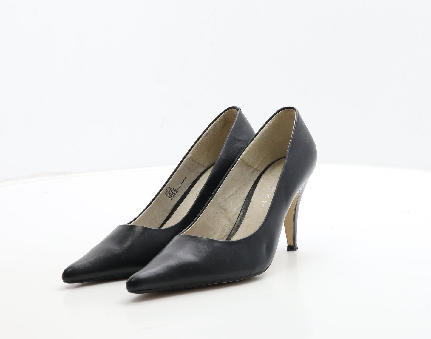 NEXT Womens Black Leather Court Heel UK 5.5 38.5