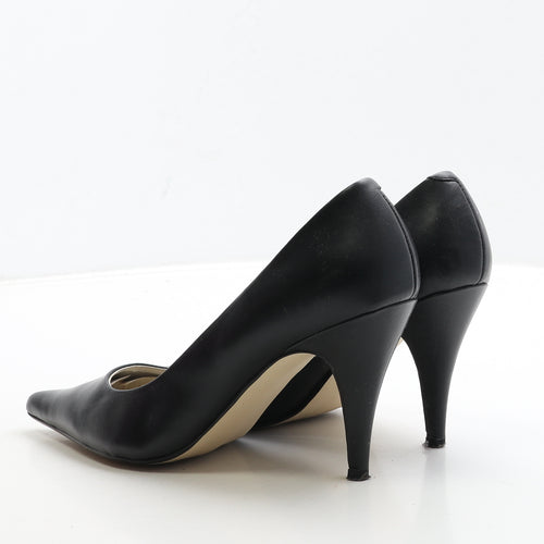 NEXT Womens Black Leather Court Heel UK 5.5 38.5