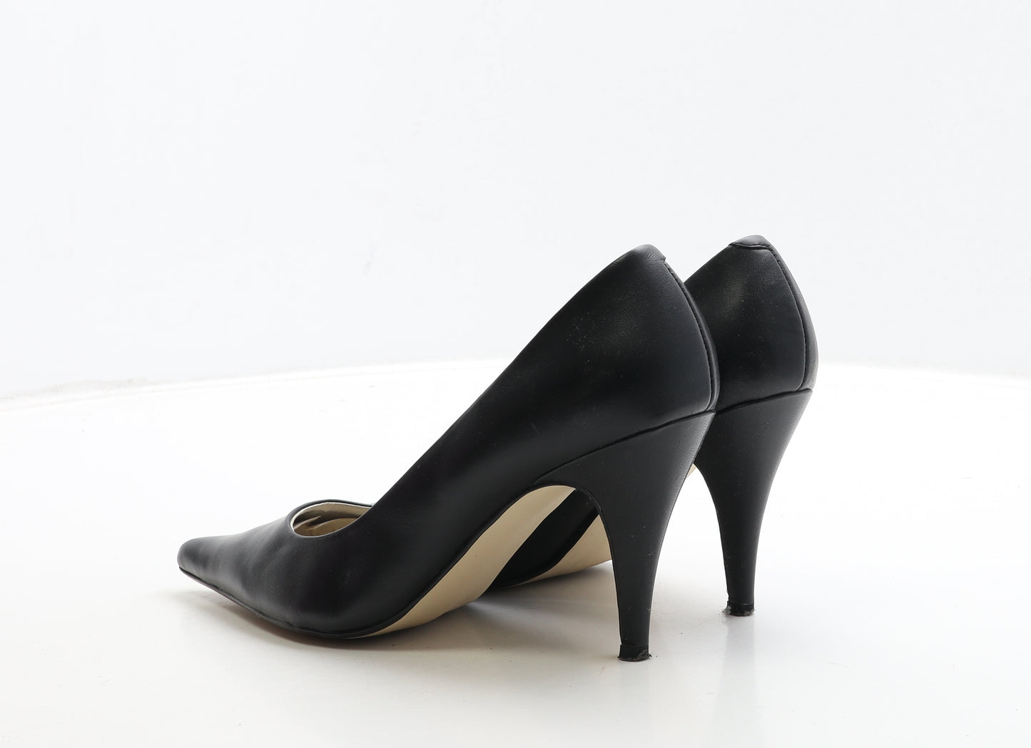 NEXT Womens Black Leather Court Heel UK 5.5 38.5