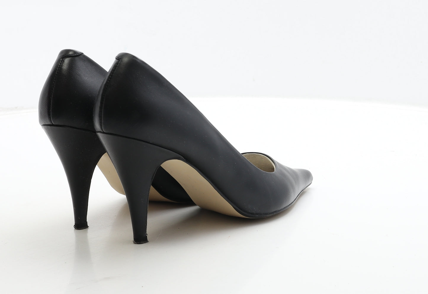 NEXT Womens Black Leather Court Heel UK 5.5 38.5