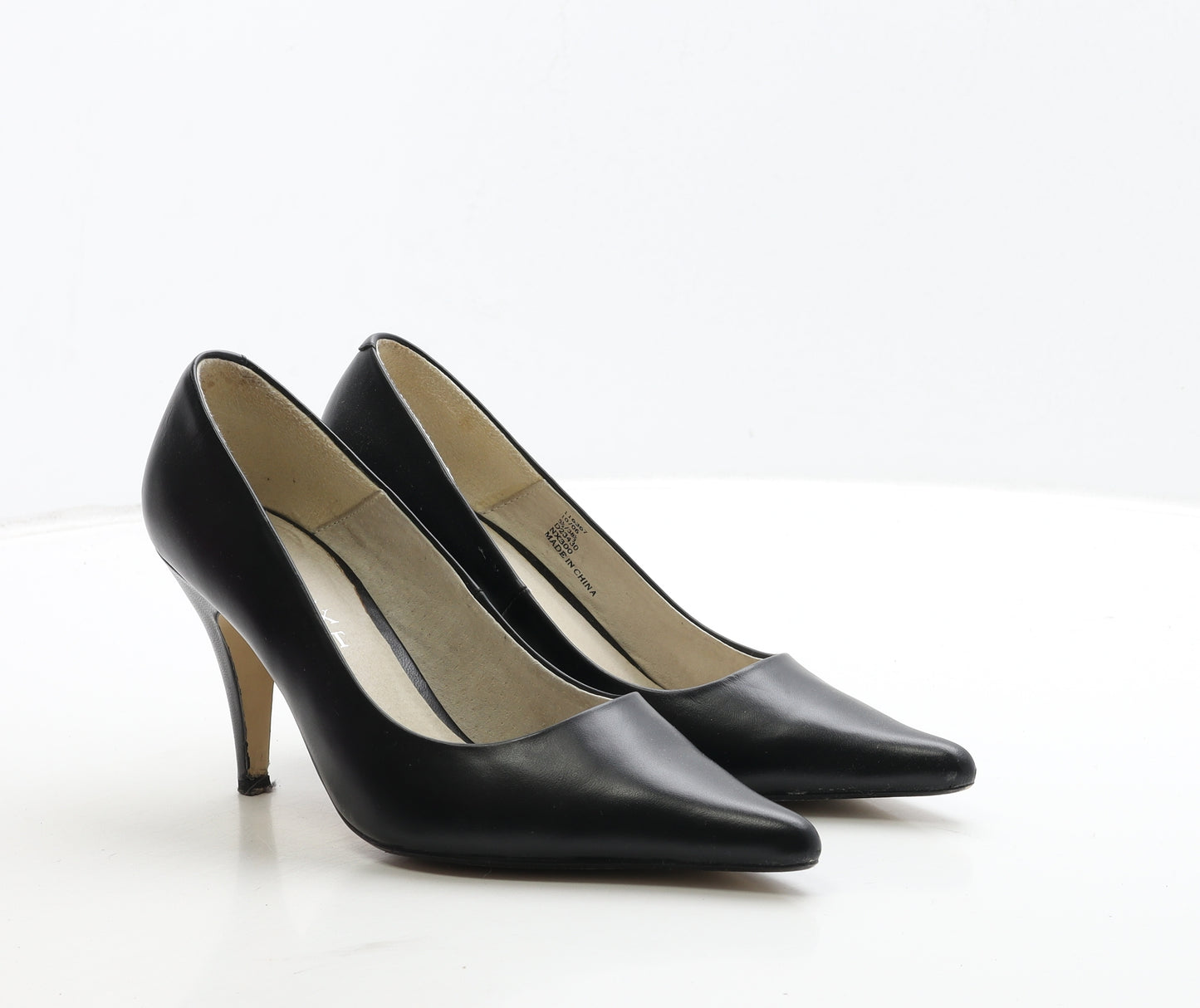 NEXT Womens Black Leather Court Heel UK 5.5 38.5