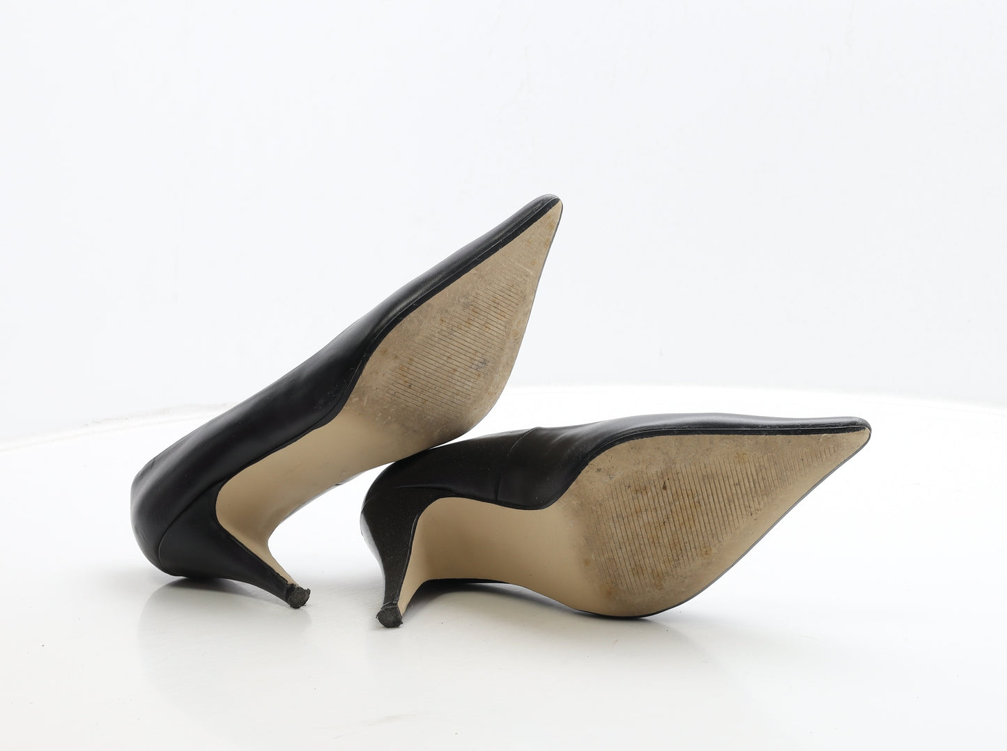 NEXT Womens Black Leather Court Heel UK 5.5 38.5