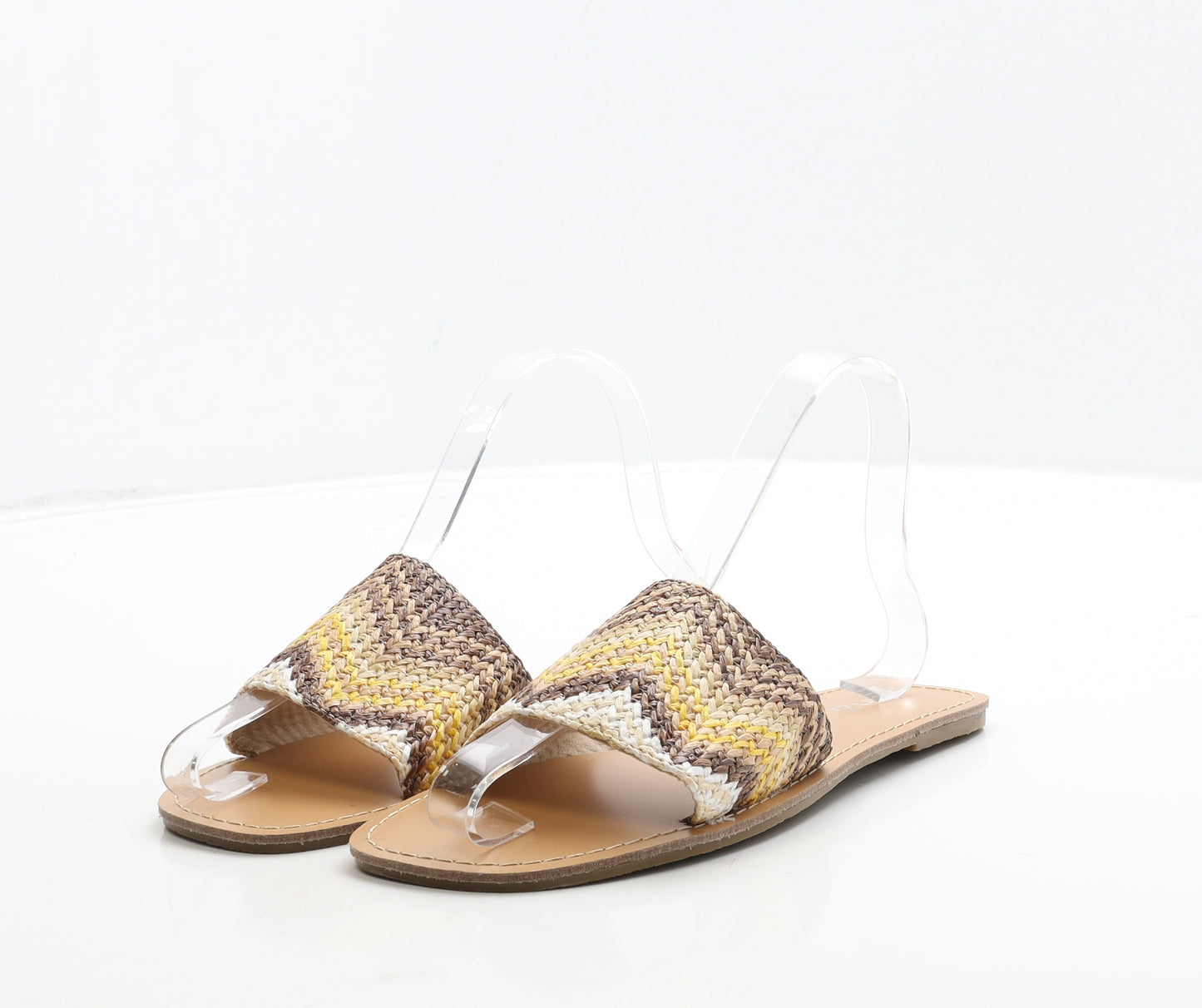 Linzi Womens Brown Geometric Polyester Slip On Sandal UK 5 38