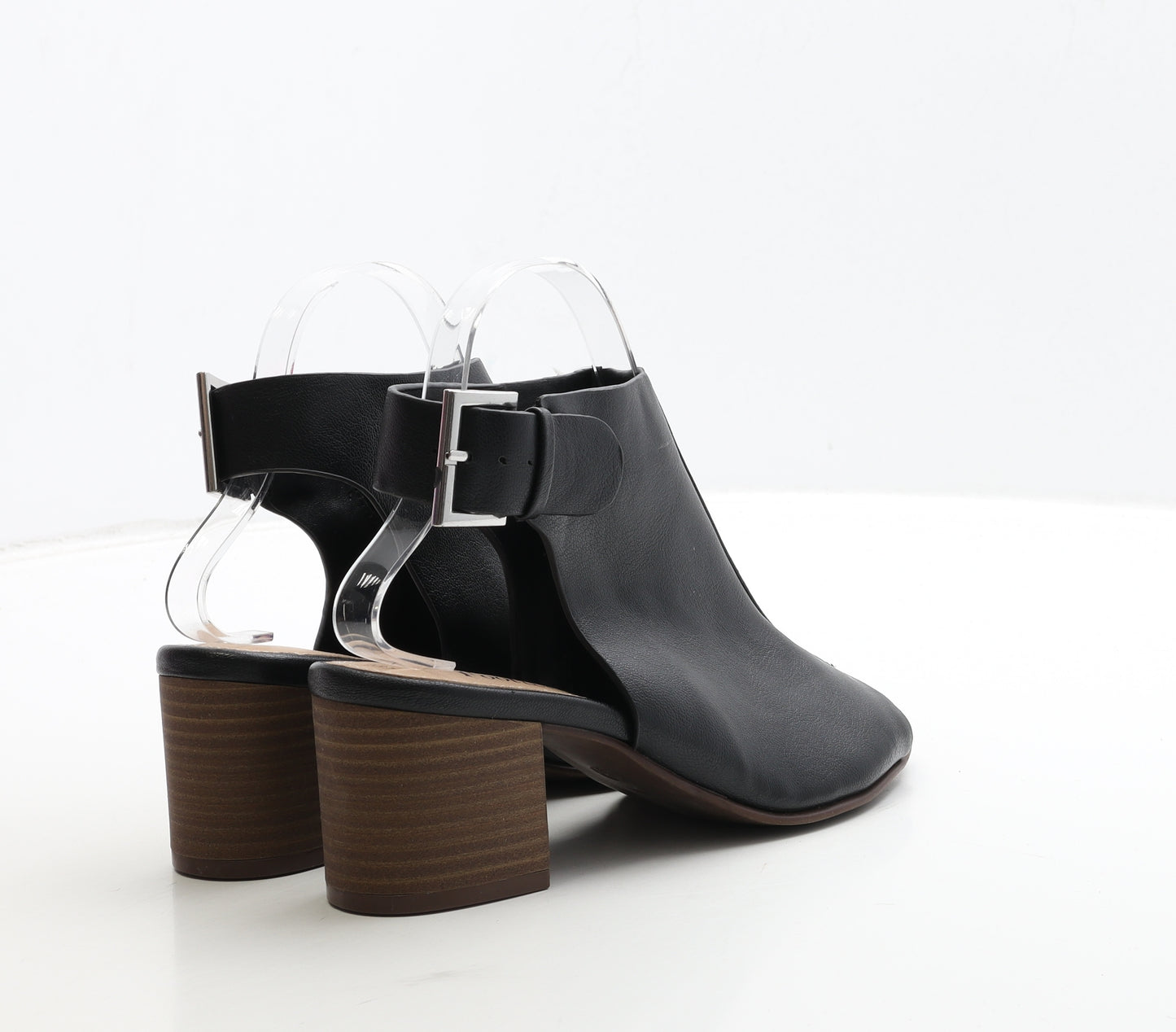 George Womens Black Leather Slingback Heel UK 4 37