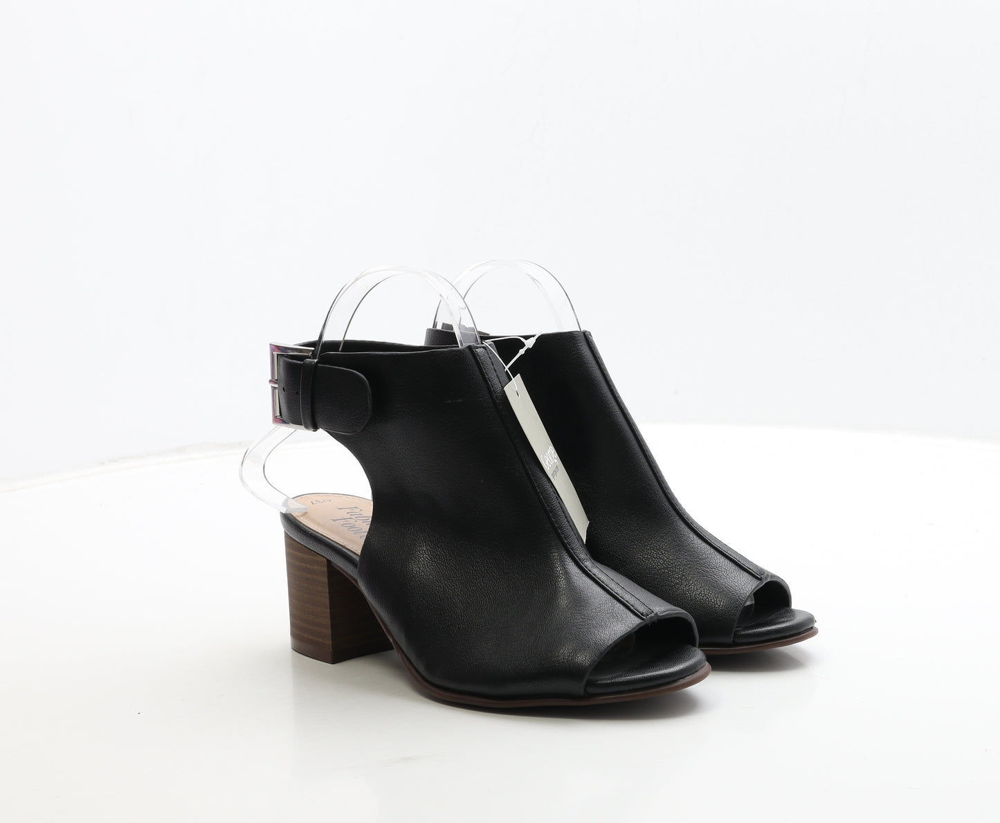 George Womens Black Leather Slingback Heel UK 4 37