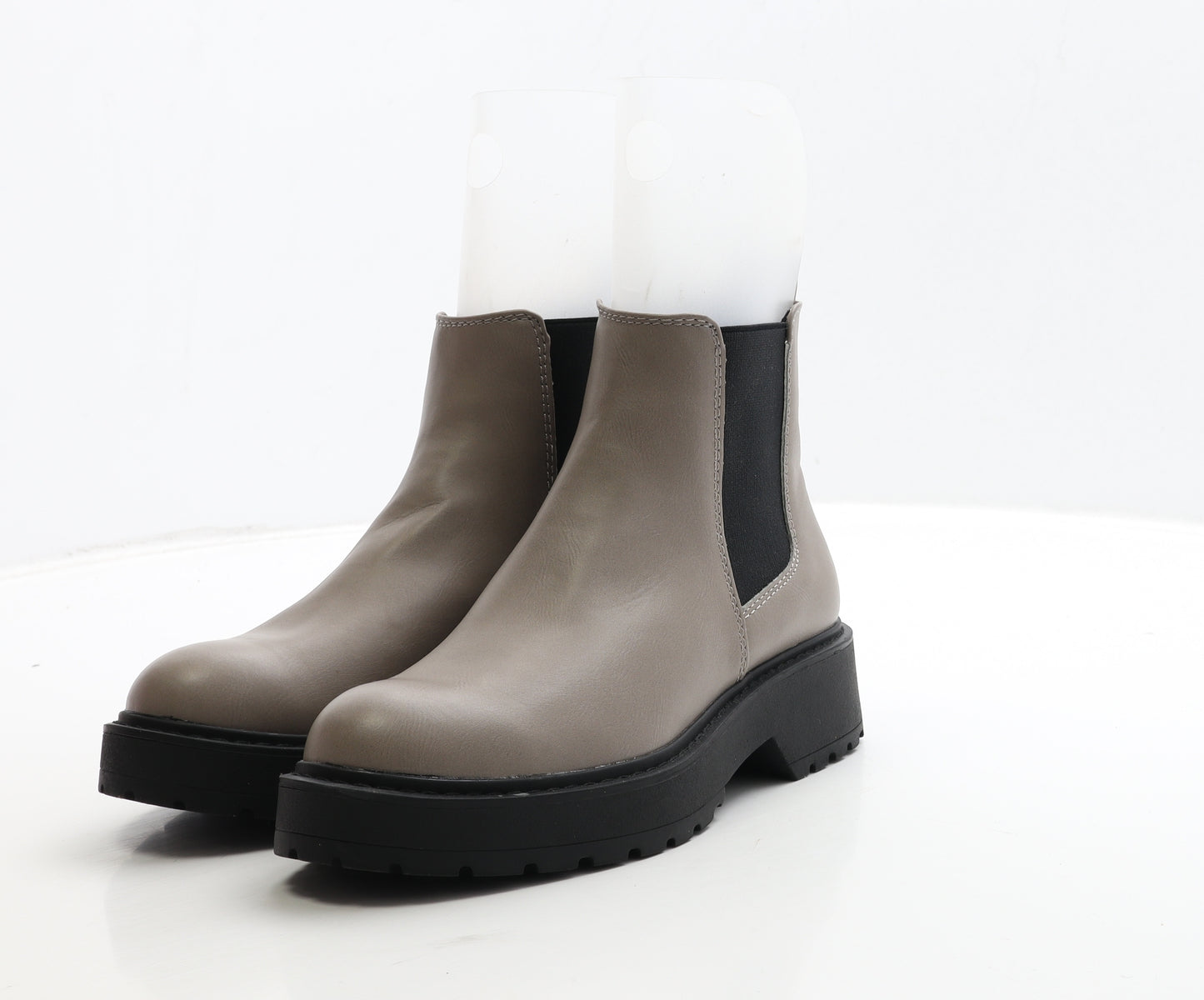 Primark Womens Grey Leather Chelsea Boot UK 4 37