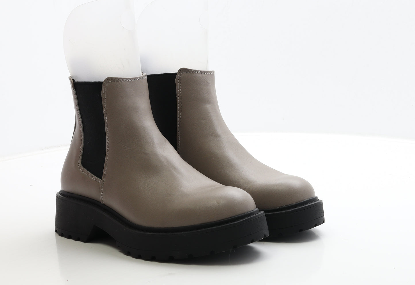 Primark Womens Grey Leather Chelsea Boot UK 4 37