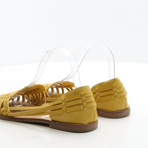 Marks and Spencer Womens Yellow Leather Flat UK 7 40.5