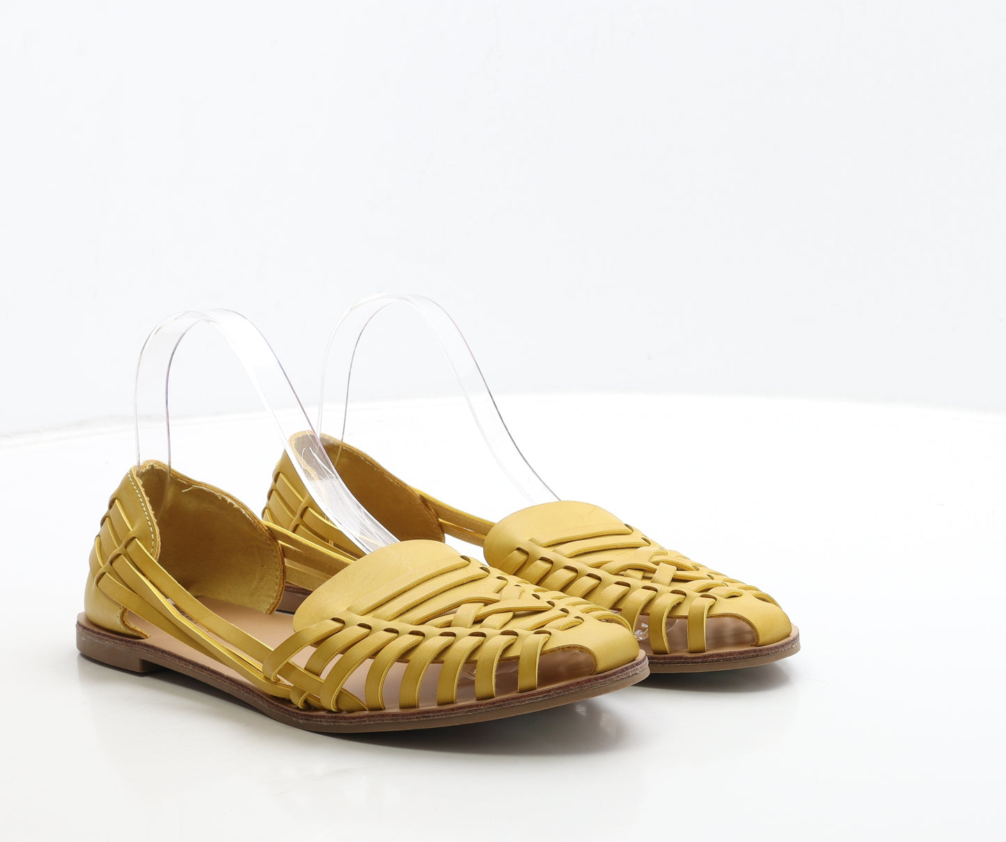 Marks and Spencer Womens Yellow Leather Flat UK 7 40.5