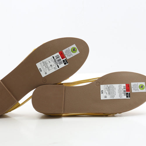 Marks and Spencer Womens Yellow Leather Flat UK 7 40.5