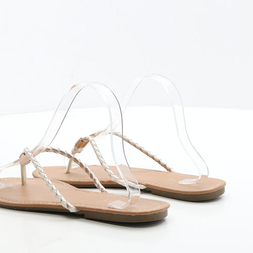 Peacocks Womens White Leather Thong Sandal UK 7 40