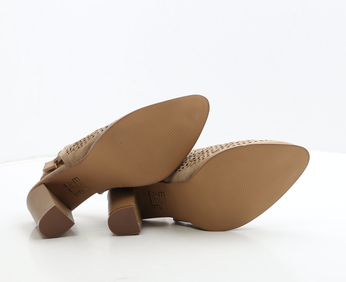 Escape Womens Beige Leather Slingback Heel UK 7 40 - Cut Out Detail