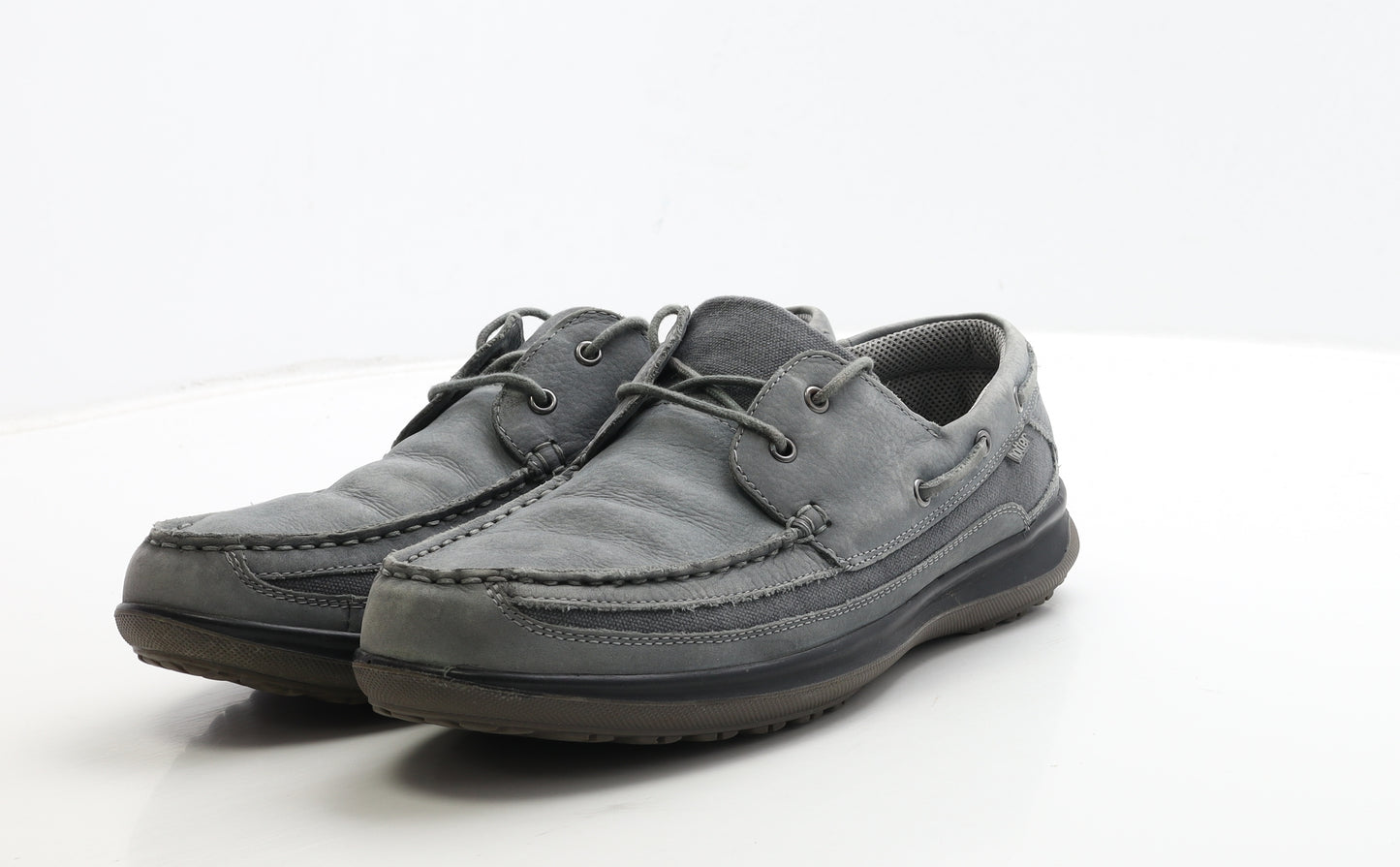 Hotter Mens Grey Leather Boat Shoe Casual UK 9