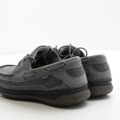 Hotter Mens Grey Leather Boat Shoe Casual UK 9