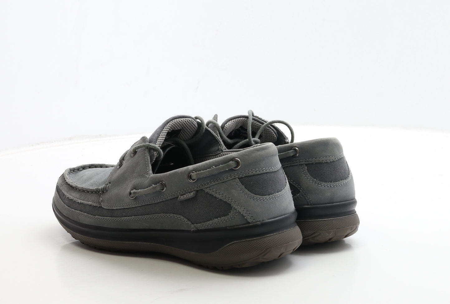 Hotter Mens Grey Leather Boat Shoe Casual UK 9