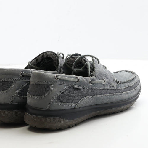Hotter Mens Grey Leather Boat Shoe Casual UK 9
