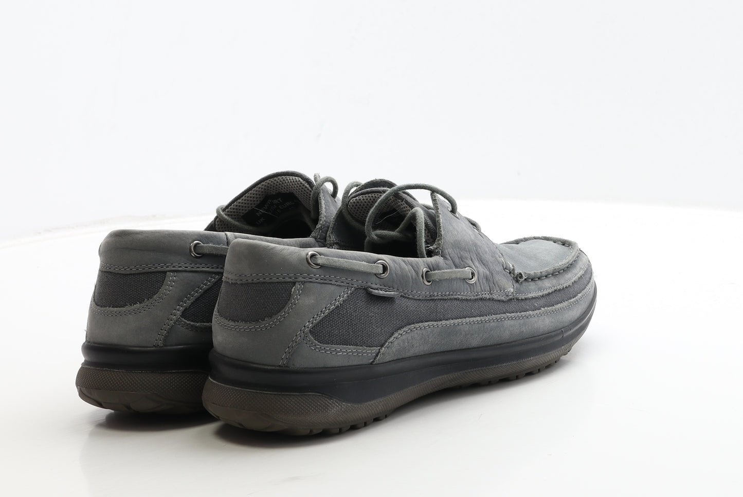 Hotter Mens Grey Leather Boat Shoe Casual UK 9