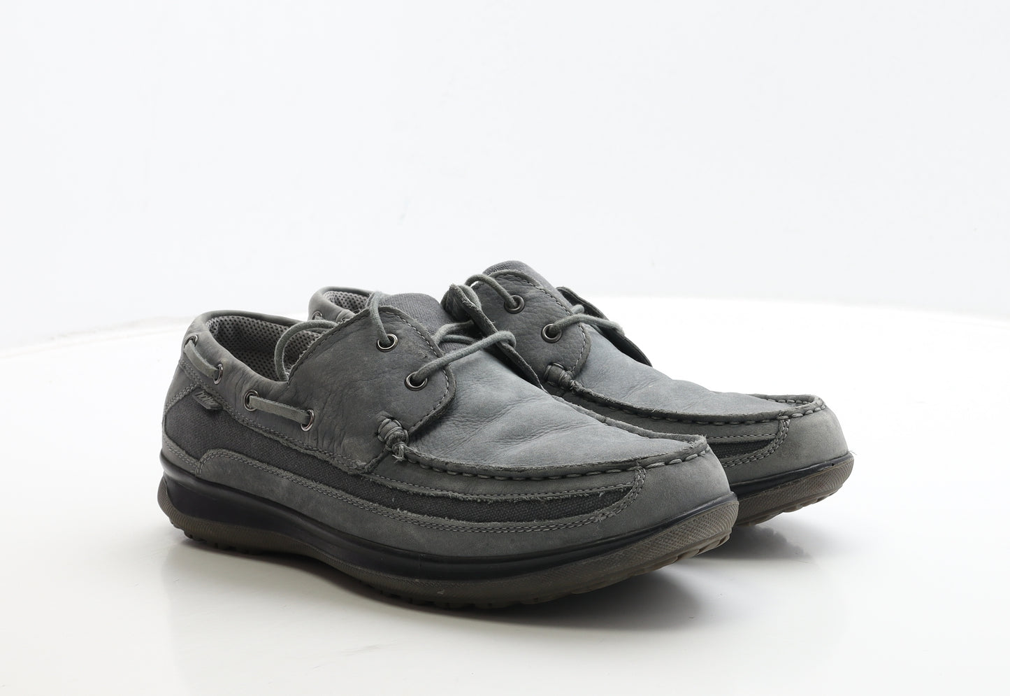 Hotter Mens Grey Leather Boat Shoe Casual UK 9