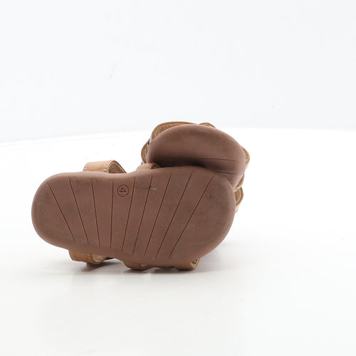 George Girls Brown Leather Fisherman Sandal UK 4 21 - Heart Detail