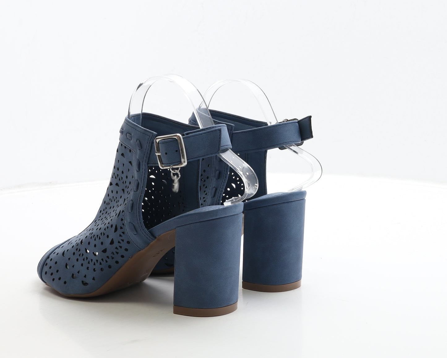 Xti Womens Blue Leather Slingback Heel UK 7 40 - Cut Out Detail