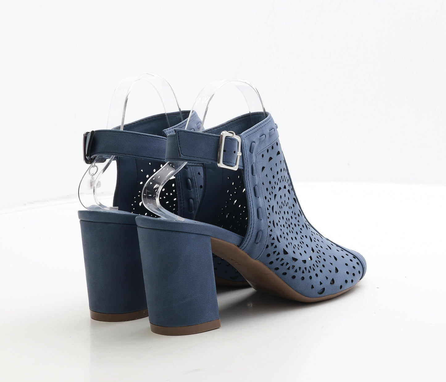 Xti Womens Blue Leather Slingback Heel UK 7 40 - Cut Out Detail