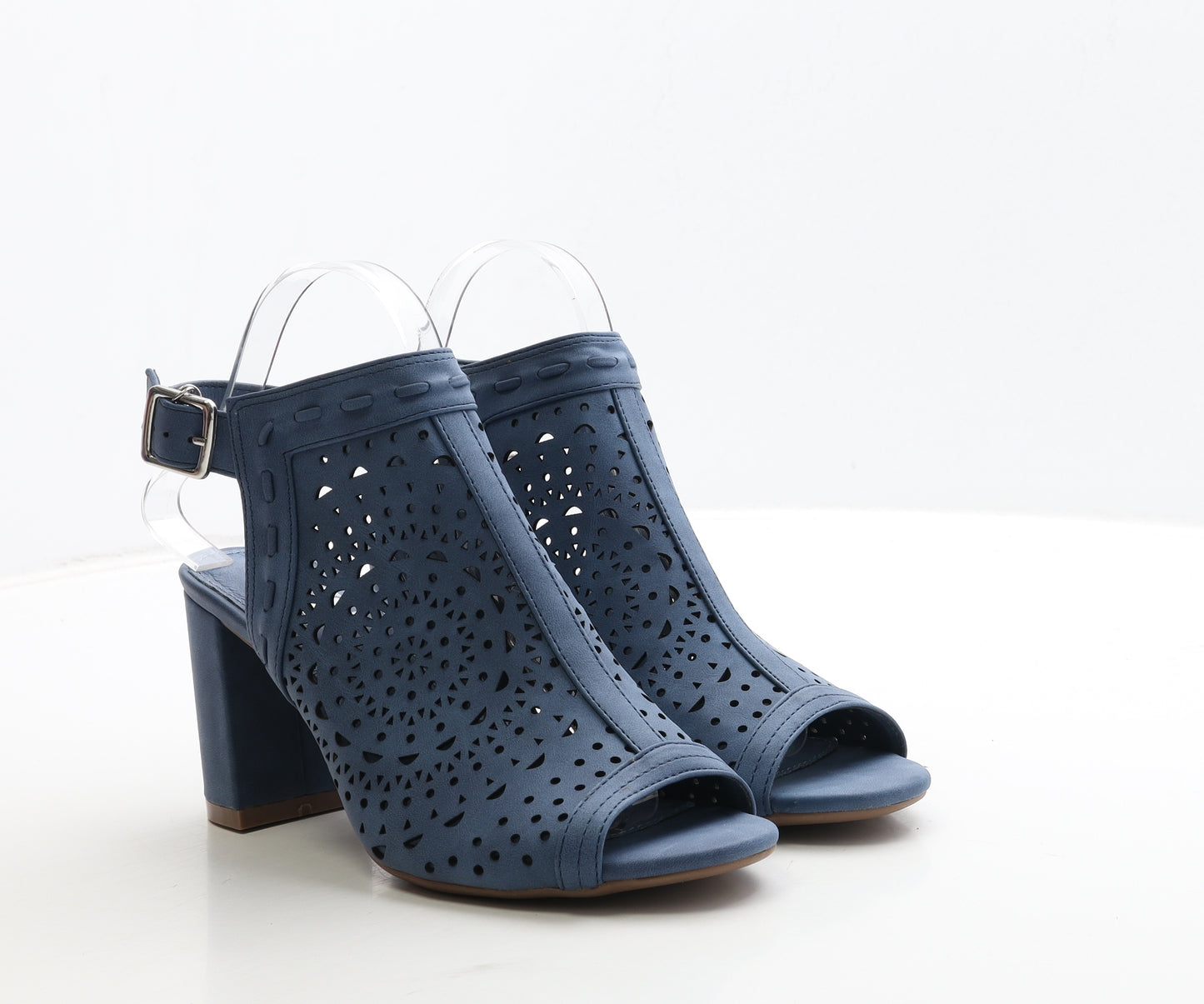 Xti Womens Blue Leather Slingback Heel UK 7 40 - Cut Out Detail