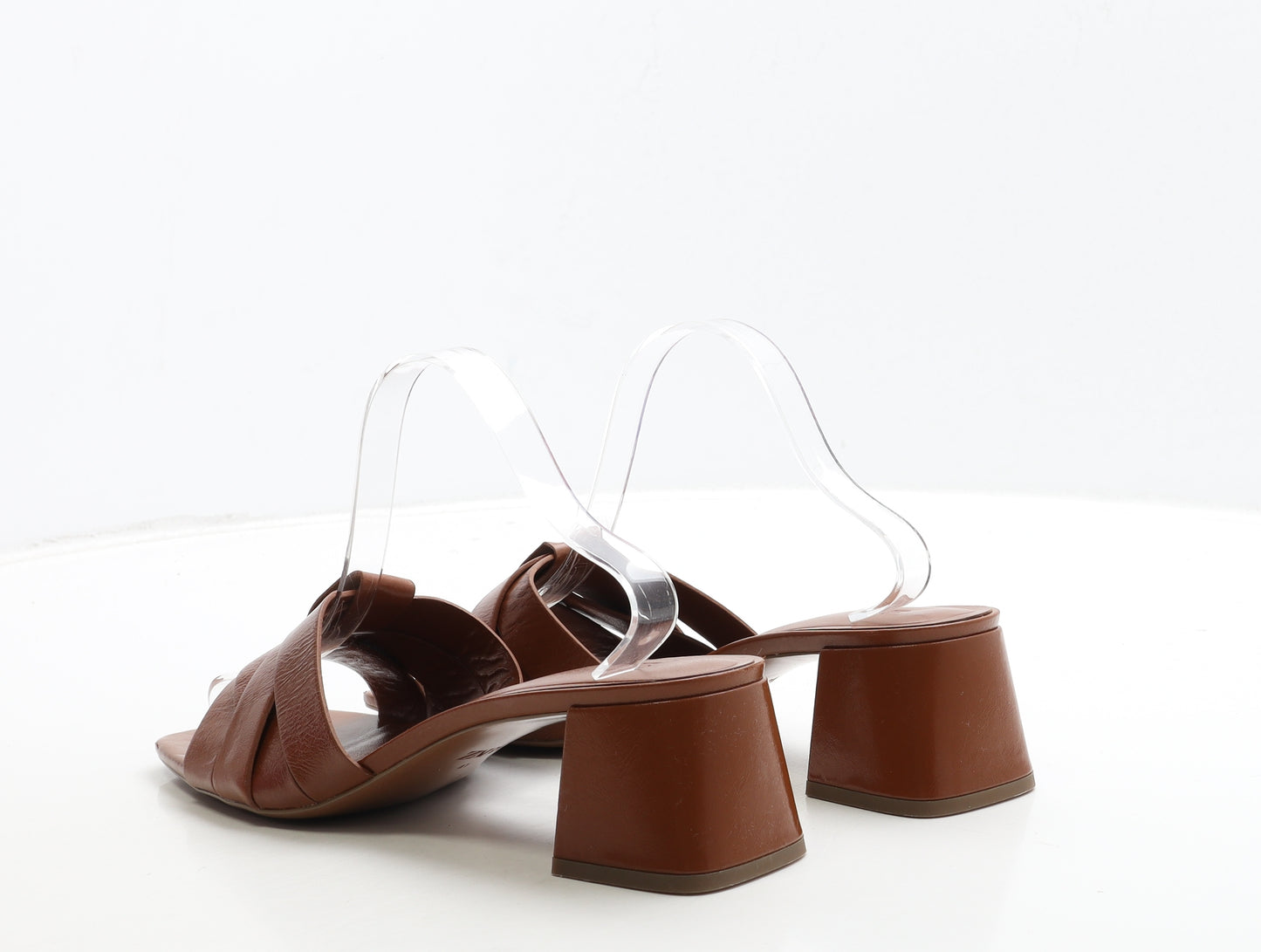 Zara Womens Brown Leather Mule Heel UK 7 41