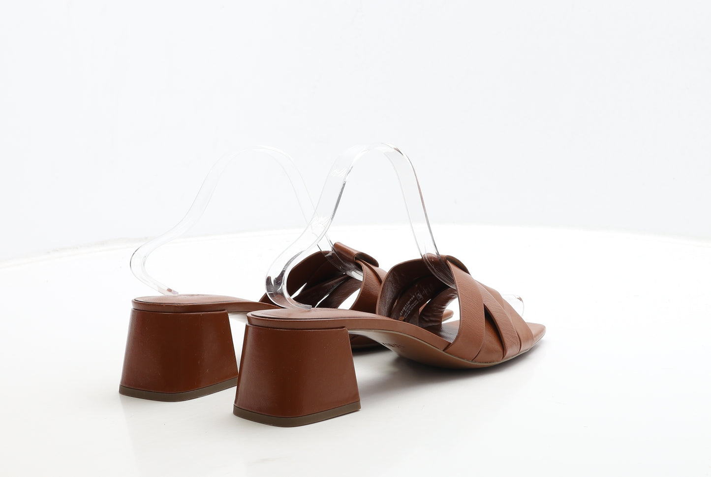 Zara Womens Brown Leather Mule Heel UK 7 41