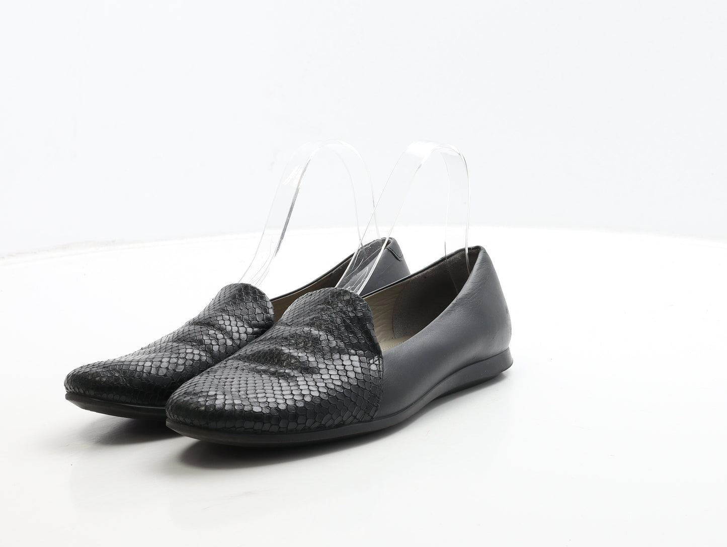 ECCO Womens Black Geometric Leather Loafer Flat UK 5 38