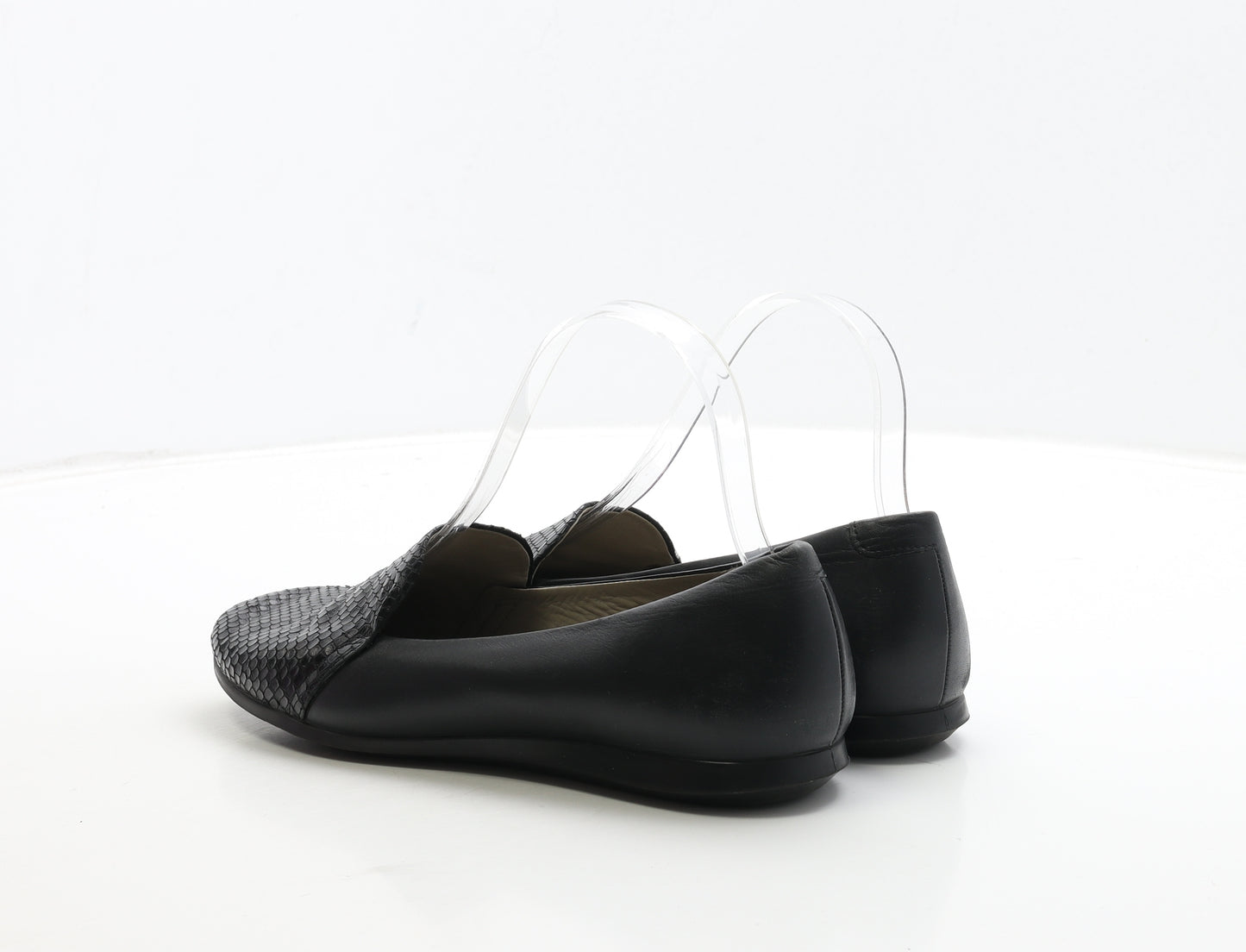 ECCO Womens Black Geometric Leather Loafer Flat UK 5 38