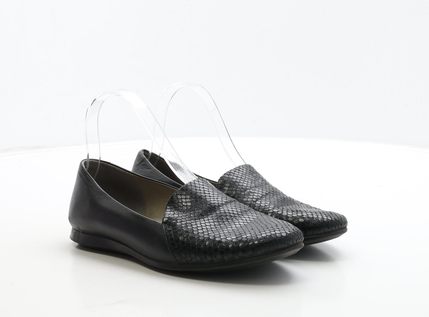 ECCO Womens Black Geometric Leather Loafer Flat UK 5 38